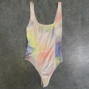 Aritzia Wilfred Free Velvet Pastel Rainbow Thong Bodysuit | Size XS